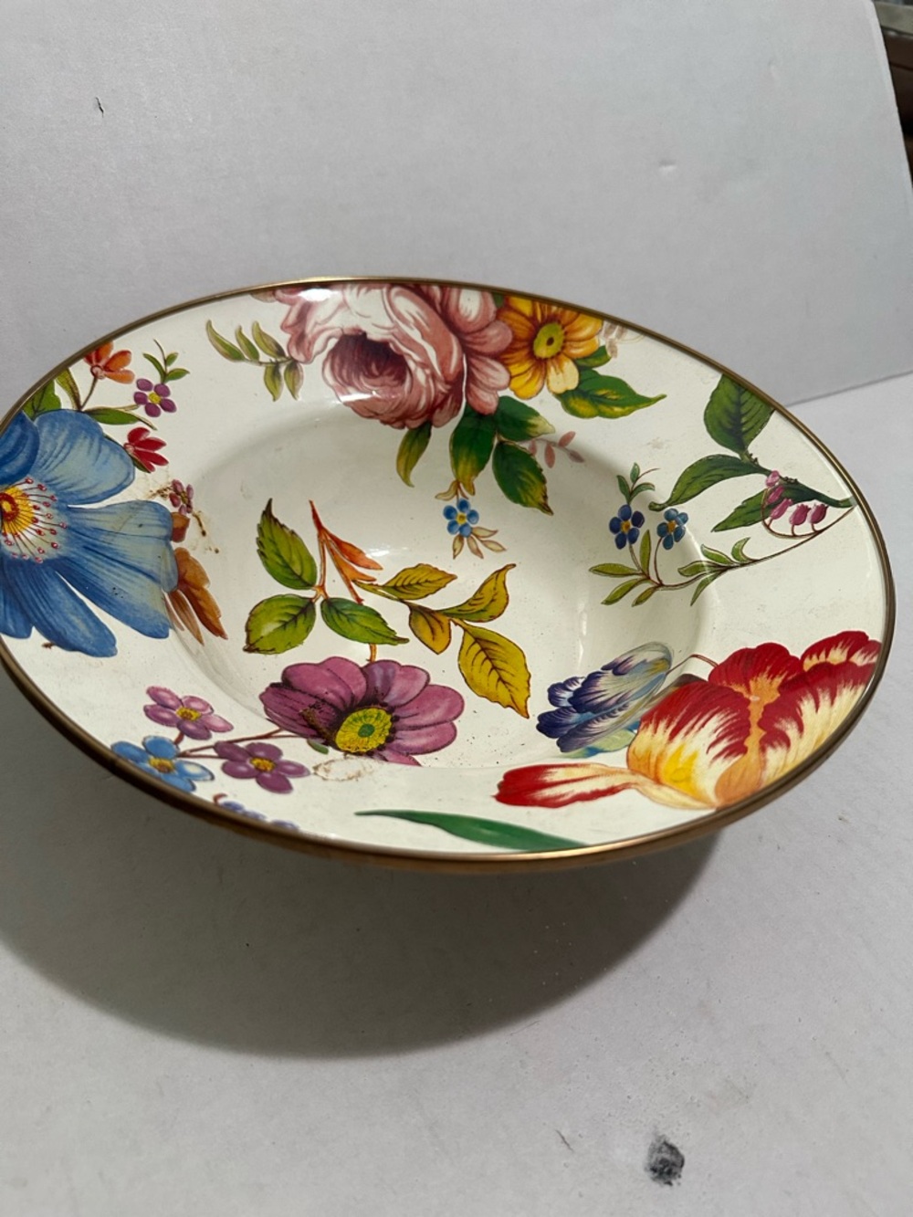 MACKENZIE-CHILD'S WHITE FLOWER MARKET ENAMEL, LARGE